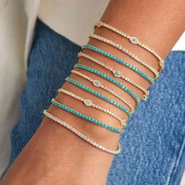 Armband armband designer smycken regnb￥ge cz s￶t turkiska ￶gonarmband mikro pave kubik zirkon justerbar tunna tenniskedjor lycklig ond charm