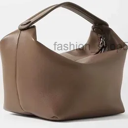 Row Cowhide Lunch Bag Les Bains Tote extremt enkel stil handväska kvinnor europeisk amerikansk stil