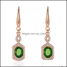 Fascila Orecchini in pietra gemella rossa e verde 18K in oro rosa in oro rosa micro-set cristallo zircone sier drop drop drop dropelese 2021 lulubaby dhznl