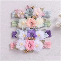 Аксессуары для волос Европа модные девочки Lolita Flower Crown Headsbed Kids Princess Elastic Band Дети мягкие головные уборы MXHOME DHZDH