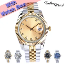 Женские классические механические часы с золотым циферблатом DayJust, водонепроницаемый дизайн, бутик, стальной ремешок для часов, дизайнерские часы, часы высшего качества AAA оптом с коробкой для часов