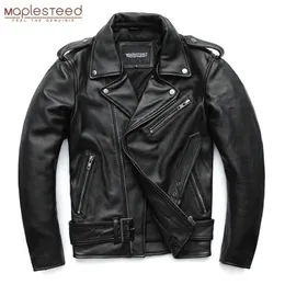 Maplesteed Classical Motorcycle Jackets Men Leather 100天然牛皮太いモト冬季袖61 67cm 6xl M192 220819