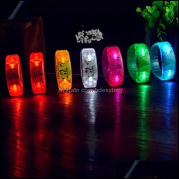 Party Decoration Unisex Sound Controlled LED Light Up Armband Activated Glow Flash Bangle For Mothers Day Festival Fast Del Bdesybag DHFV7