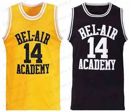 Prinsen av Bel-Air Academy #14 Will Smith Jersey All sömnad Mens Black Green Yellow Bel-Air Basketball Jersey