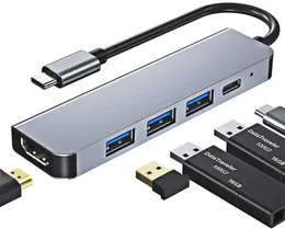 Typ C till USB-C 3.0 2.0 4K HDMI-kompatibel Adapter Hub Dock för MacBook Samsung S20 Dex Xiaomi 10 PS5 Oppo Hitta x3 HDTV