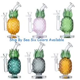 Ship by Sea Pineapple Hookahs Recycler Rökning Tillbehör Bubbler Perc Percolator Tjock glas Vatten Bongs med skål Sex färger tillgängliga Dab Oil Rigs WP2194