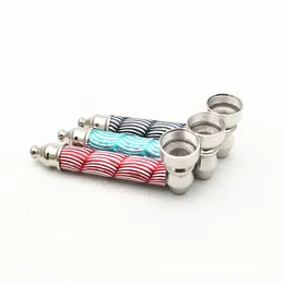 85MM Metal Smoking PIPE Mini Tobacco Cigarettes Pipes Men Colorful Light Portable hand glowing glass pipe WLL1627