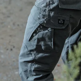 Мужские брюки водонепроницаемые тактические военные Мужчины много карманные рип-стоп хлопчатобу