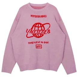 Men's Sweaters Street Sweater Women Earth Letter Harajuku Kniting Tops Loose Warm Pullover Autumn Winter Japanese Girl 2022Men's