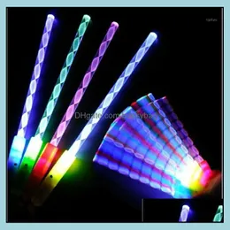 Estilos de decoração de festa LED Cheer Rave Sticks Glow Sticks Wand Flash Spiral Flash For Kids Toys Christmas Concert Birthday Su Bdesybag Dhq0x