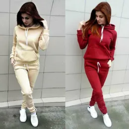 Frauen zweisteuelhafte Hosen Solid Women Tracksuit Casual Hoodies Sweatshirt Pant Set Lounge Wear Sport 2 PCs Anzug Herbst Winter 220819 220826