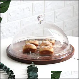 Strumenti per pasticceria da forno Plexiglass acrilico per esposizione torta piatto vassoio per pane con coperchio Tavolo da dessert Er Piatti in legno Consegna drop 2021 Mjbag Dhtsy