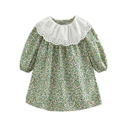 2022 primavera autunno 2 3 4 5 6 8 10 anni vestiti per bambini dolce manica lunga pizzo principessa abito in cotone floreale per bambini bambina Y220819