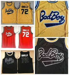 Mens Biggie Smalls Jersey Notorious B.I.G. Bad Boy Basketball Jerseys Black Red White #72 Stitched