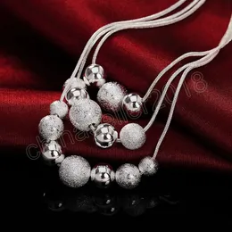 925 prata esterlina Tr￪s cadeia de cobras colar fosco liso para mulheres j￳ias de charme de casamento de moda