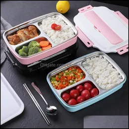 Dinnerware Sets 304 Stainless Steel Insated Lunch Box Student Office Worker Sealed Compartment Fast Plate Drop Delivery 20 Yydhhome Dhbsp