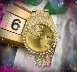 Voll mit Diamanten besetzte Männer Frauen Paar Uhren 40mm Luxus Shinning Quarzuhr Soid Fine Voll Edelstahl Band Niedrigster Preis Armbanduhren Reloj De Hombre
