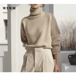 WYWM Cashmere Turtle Neck Women Sweater Sweater Soft Knits Pullovers básicos o pescoço solto malha feminina Jumper 220818