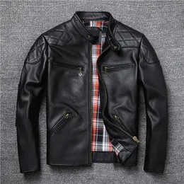 Spring and Autumn Natural Cowhide Motorcycle Jackets Men Genuine Leather Jacket Really Leather Moto Slim Coat Man Plus Size 5X 220819