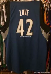 Ucuz Toptan Kevin Love Jersey dikili reklam Wolves Erkekler #42 T-Shirt Yelek Dikişli Basketbol Formaları NCAA