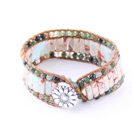 Bangle Designer Jewelry Drop Ship Fashion Beautiful Energy Beaded Cuff Handmade Natural Stone Tube Beads Wrap Bracelets