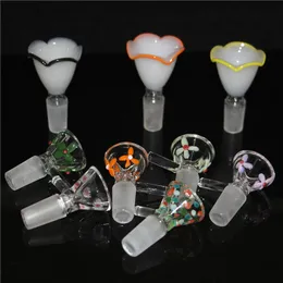 14mm Male Glass Bowl with Thick Pyrex Hookah Colorful Flower Style Bong Bowls for Smoking Bongs Water Pipes