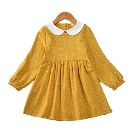 2022 Brand Girls Dress Dress Spring Autumn Dresses for Kids Dot Children Freshes Costumes de manga comprida