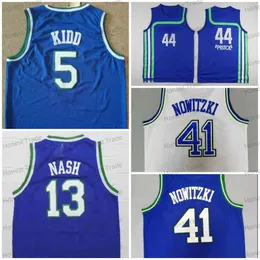 Retro Dirk 41 Nowitzki Men Basketball Jersey 5 Kidd Blue Nash Mens Menseys Titched عالي الجودة من الزي الموحد خياري في الهواء الطلق أ