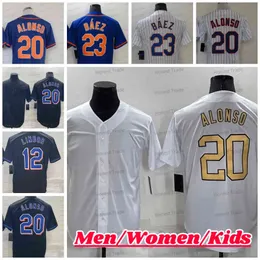 Jersey de beisebol personalizada Pete Alonso Francisco Lindor DeGrom Javier Baez Max Scherzer Mike Piazza Keith Hernandez Marte Seaver Dominic Smith M