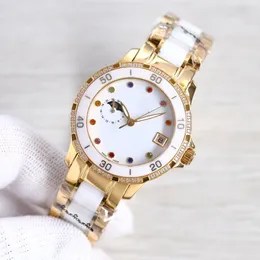 Модные женские механические часы 36-мм керамический браслет bezele Автоматическое движение 9-битное солнце-луновое звезда Утреннее сапфировое зеркало женские часы Montre de Luxe AAA