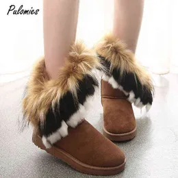 Boot Winter Women Boots Snow Boots 2021 Fashion Shoes for Discal Lightweight Flat Coled Botas Mujer Warm with Shicay Fur 1203