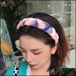 Hair Accessories Chiffon Tie-Dye Hairband For Woman Girls Versatile Gradient Hairhoop Fashion Twist Braid Headband Mxhome Drop Mxhome Dhnub