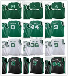 2022 City 75 번째 농구 Jayson Tatum 0 Jerseys Derrick White 9 Jaylen Brown 7 Robert Williams III 44 Marcus Smart 36 Green Black White Edi