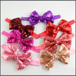 Accessori per capelli 22 colori Neonati Ragazze Paillettes Fasce Bowknot Fascia Paillettes Fiocco Copricapo Glitter Bambini Copricapo Mxh Mxhome Dhjxz