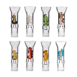 Partihandel 8mm cigarettfilter Tips Multicolour Glass Rökrör avsmalnande montering ett blad bärbart smakrörsröktillbehör