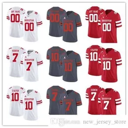 Custom NCAA Houston Cougars College Football Wear Any Number Name Red White Gray #7 Case Keenum 10 Oliver 4 D'Eriq King UH Jersey Stitched