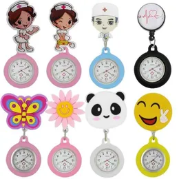 Wholesale Fashion Lovely 3d Cartoon Animal Smile Shape Nurse Fob Pocket Watches Ladies Women Doctor Scalable Soft Rubber