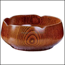 Bowls Simple Lotus-Shaped Wooden Bowl Instant Noodle Snack Household Thick-Bottomed Drop Delivery 2021 Home Garden Kitchen Di Mxhome Dhche