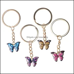 Keychains Butterfly Shape Keyrings Crystal Rhinestone Keychain Key Chain Sparkling Ring Charm Purse Pendant Handbag 211833 D BDESYBAG DHG62