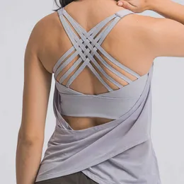 NWT Fitness Woman High Impact Sport Tanks Cross Straps Wirefree Adjustable Buckle Spandex Yoga tops Gym Workout Bra