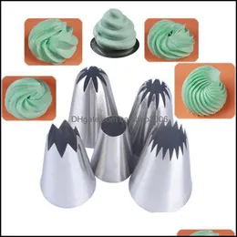 Baking Pastry Tools 5Pcs Large Cake Decorating Mouth Set Cream Practical Tool Stainless Steel Portable Drop Delivery 20 Carshop2006 Dhnk9