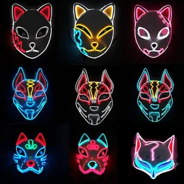 Demon Slayer Glowing EL Wire Mask Kimetsu No Yaiba Characters Cosplay Costume Accessories Japanese Anime Fox Halloween LED Mask F0819