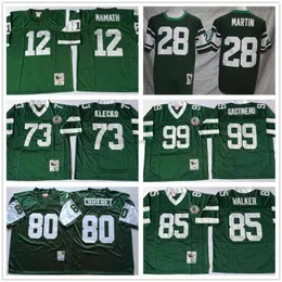 NCAA Top Futebol Vintage 90 Dennis Byrd Jersey 12 Joe Namath 99 Mark Gastineau 28 Curtis Martin 73 Joe Klecko 80 Chrebet 85 Wesley Walker M