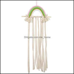 Decorazioni da parete Ins Arcobaleno intrecciato nordico Appeso per capelli a forcina per bambini Accessorio per capelli Cintura di stoccaggio Montato Rack di finitura Mxhome Drop De Mxhome Dh5R1