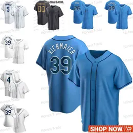 Maglia da baseball da uomo personalizzata Kevin Kiermaier Brandon Lowe Wander Franco White Ji-man Choi Randy Arozarena Roman Quinn Evan Longoria Boggs Blu