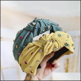 Opaski na głowę kryształowy opaska na głowę dla kobiet ręcznie robiona biżuteria Dziewczęta Hair Akcesoria Diamond moda dziewczyna z koraliki brokat Bdesybag dhkjr