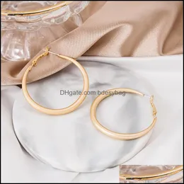 Brincos redondos de lustres de lustre de berros de c￭rculo de c￭rculos grandes de moda de metal com f￩bitos de ouro 211033 Drop Deliver