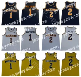 24 미시간 울버린 2 Jorda Poole Jersey College 농구 1 Charles Matthews 25 Juwan Howard 5 Jalen Rose Chris Webber 4 Blue White Yellow