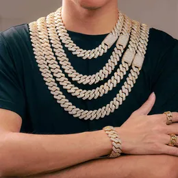 Gioielli hip hop di lusso in oro bianco a catena di collegamenti cubani a goccia con catena a diamante per uomo gioielli312j