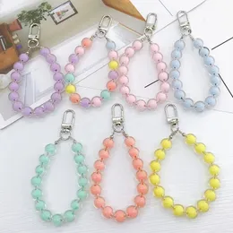 Bunte Acryl Perlen Telefon Kette Riemen Schlüsselanhänger für Frauen Charme Anti-verlorene Lanyard Handy hängen Schnur Armbänder Schlüsselanhänger